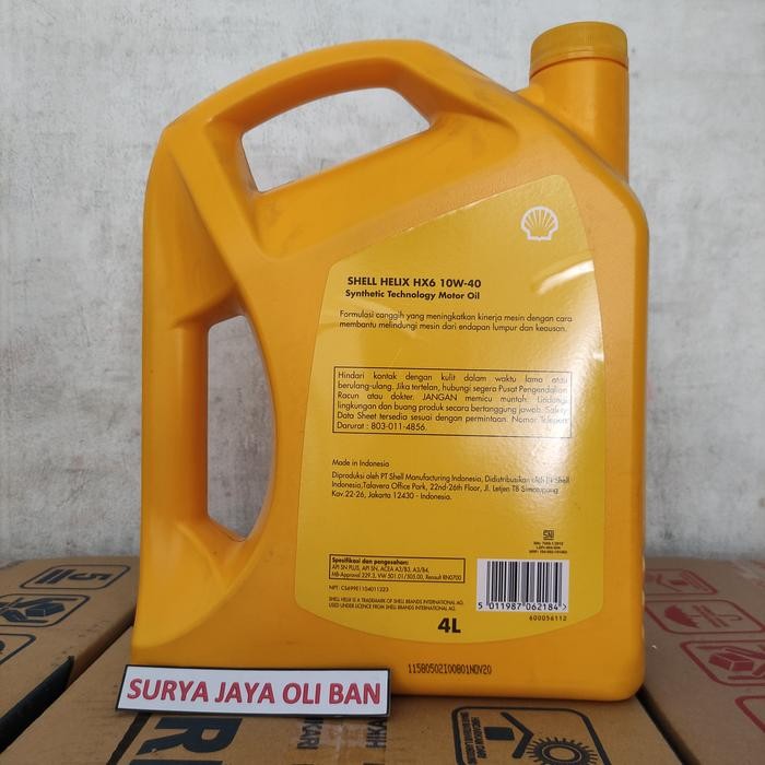 Oli Mobil Shell Helix HX6 10W-40 4 Liter Asli