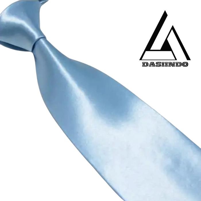 Dasi Pria Dasi Panjang Dasi Satin Polos Biru Langit 3 Inchi 8 Cm