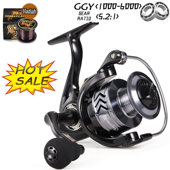 Sougayilang reel pancing 1000-6000seri 5.21 Rasio kecepatan reel spinning Max Drag 8kg Carp Reels