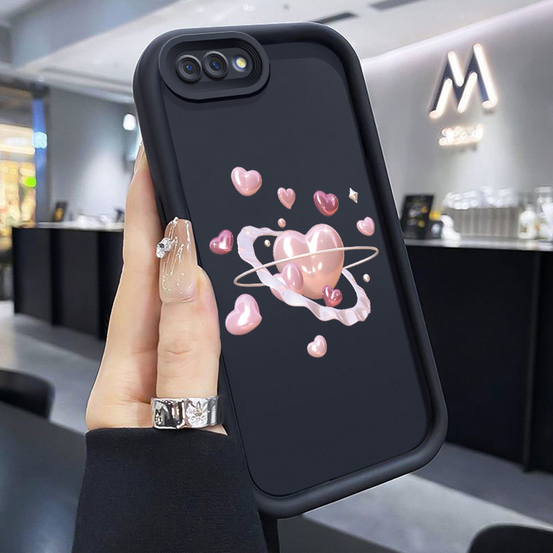 Casing Hp OPPO A5 A3s A12E Realme C1 Case Casing Cinta Pink pola HP Kasing Silikon Softcase mata lan
