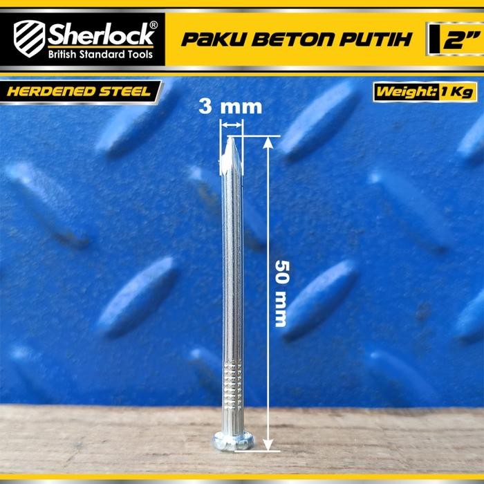 PJ Paku Beton Galvanized Sherlock ukuran 2 inch (kekerasan 48-52 HRC) 1 Kotak Berat 1 kg