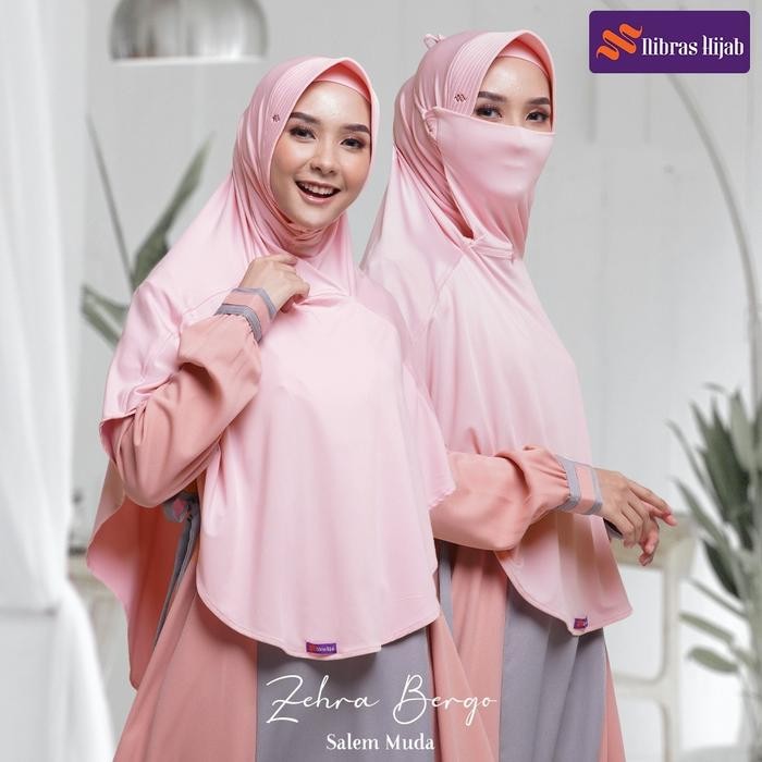 Nibras Hijab Zehra Bergo Warna Merah Cabe Jilbab Syar'I Masker Spandex