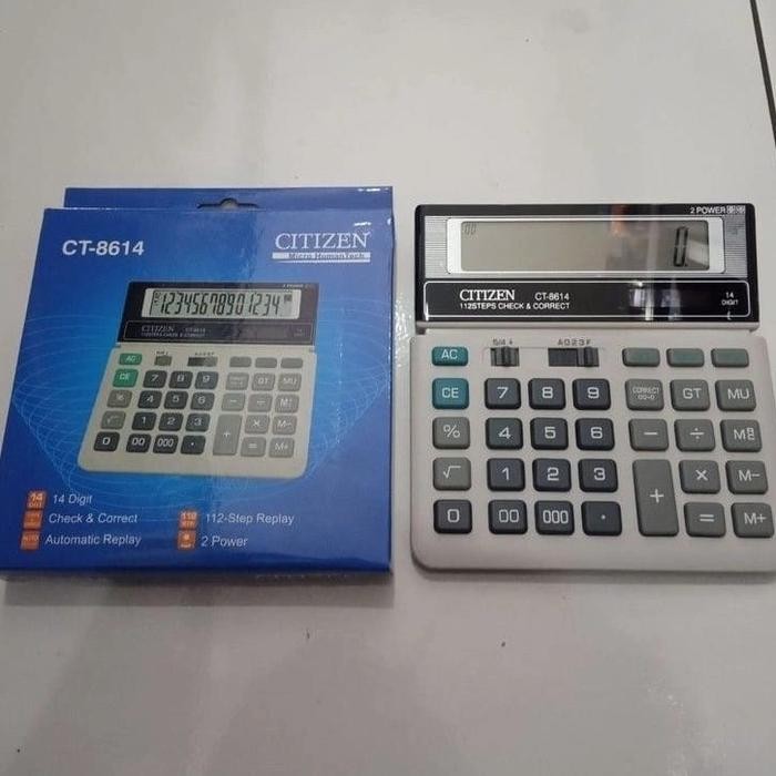 

citizen kalkulator calculator ct-8614 14 digit penghitung praktis & akurat dengan auto replay dan