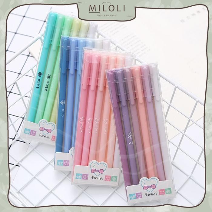 

New [MILOLI] 6pcs Pulpen Gel Morandi Colour Series Pena Cair - D0023