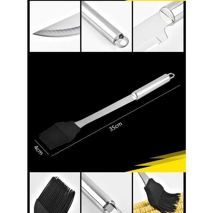 SET PERALATAN BBQ ALAT MASAK CAMPING PANGGANG STAINLESS 9 IN 1