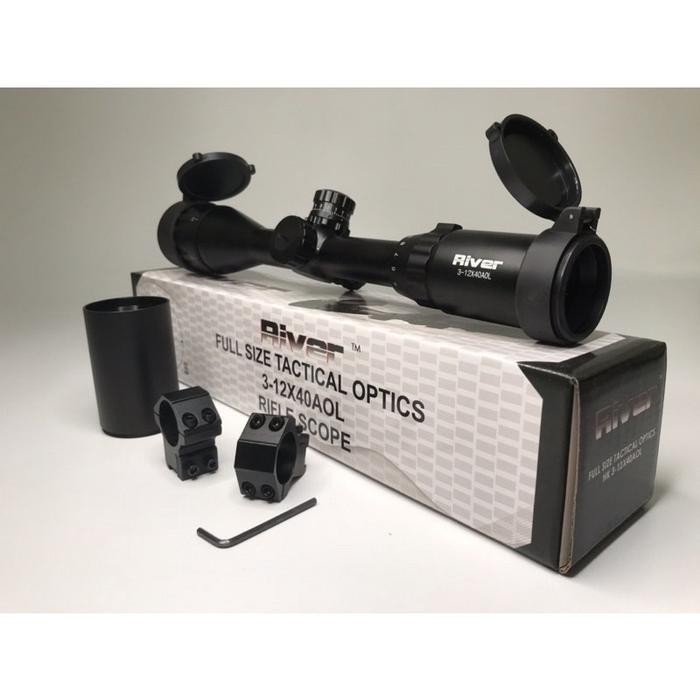 teleskop telescope RIVER AOL 3-12x40 retikel HK dobel monting Murah