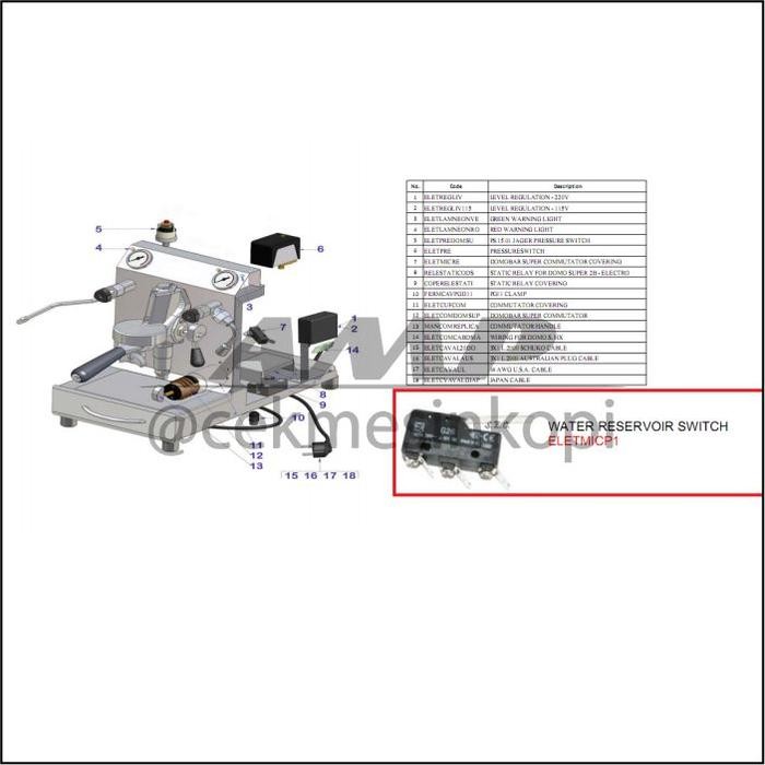 Original Vibiemme VBM Domobar Super Watertank Microswitch 16 A