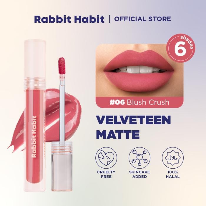 (Allthebest) Rabbit Habit Velveteen Matte Lip Cream Natural Matte Finish, Smudge-Proof, Vegan &