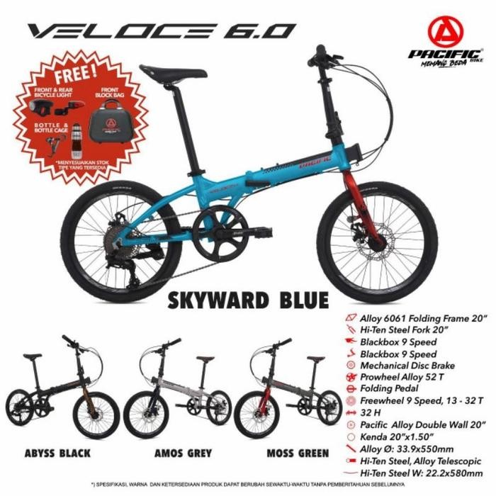 sepeda lipat pacific veloce 6.0 20 inch 9 speed