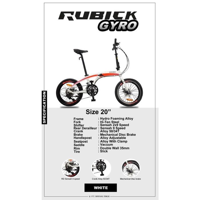 Sepeda Lipat Rubick Gyro 20 inch alloy by united