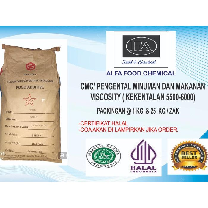 

LEZAT- Cmc Food Grade Sodium Carboxymethylcellulose(Cmc) Kekentalan 5500-6000 Cps Untuk