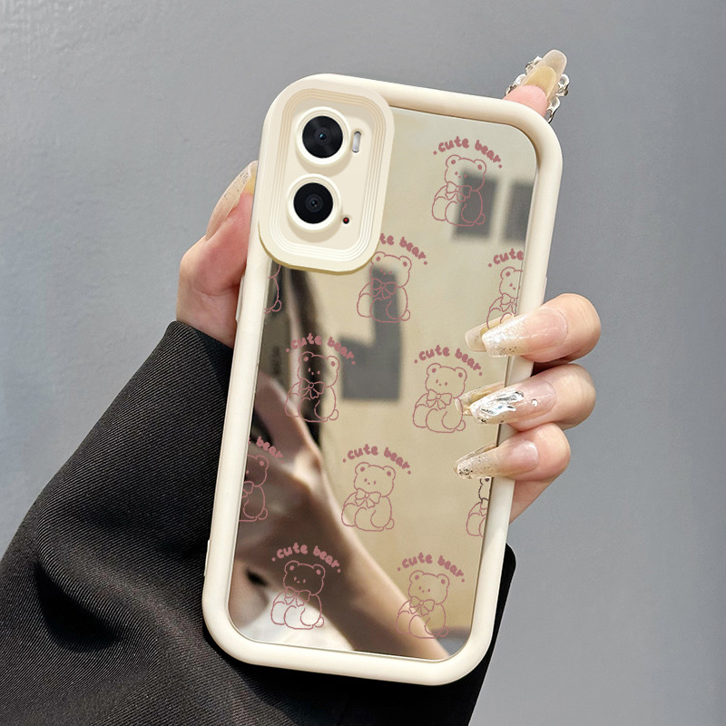 Casing Hp Untuk OPPO A36 OPPO A76 OPPO A96 Case Beruang boneka Cermin Ponsel Kasing pelindung Kesing