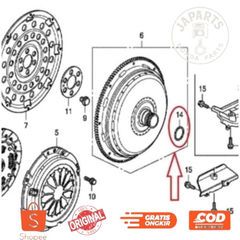 Karet Sil Seal Oring O Ring Torque Torsi Converter Konverter Kruk As Kopling Transmisi Honda Jazz RS