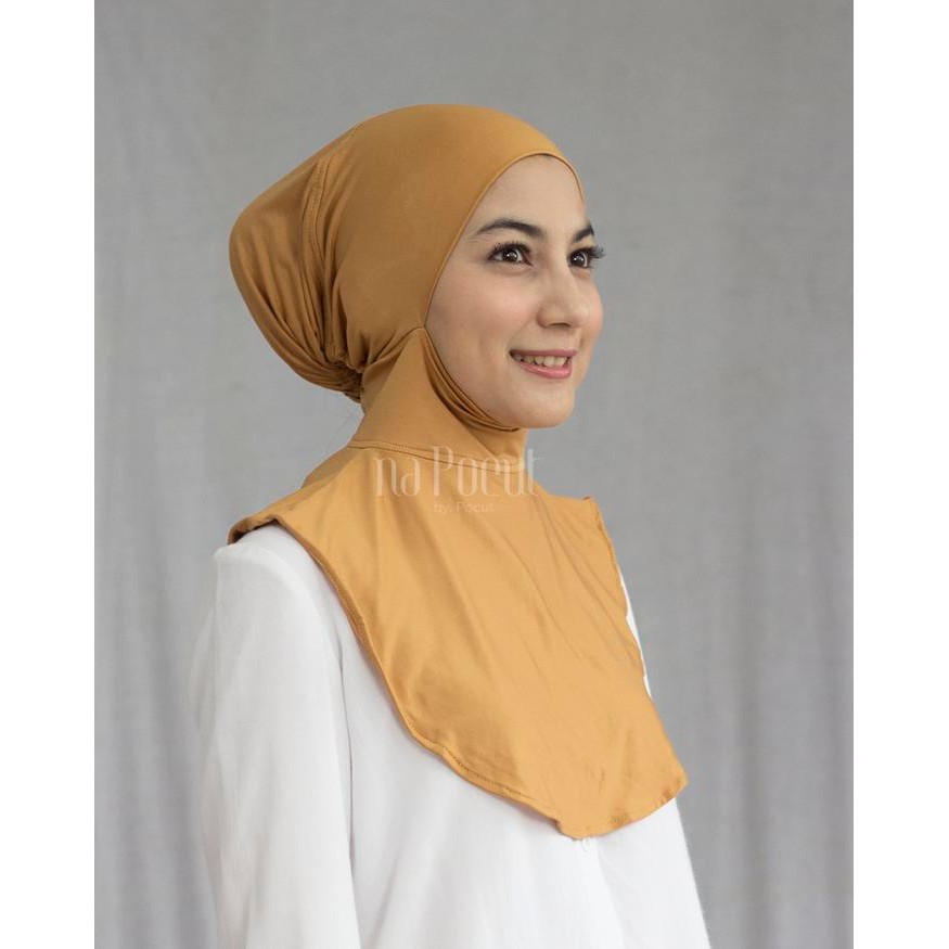 Jilbab Napocut Maroko Resleting Spandex Kerudung Yang Nyaman