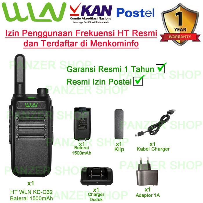 Ht Satuan Wln Walkie Talkie Kd-C32 Hitam Baterai (1500-3600)Mah