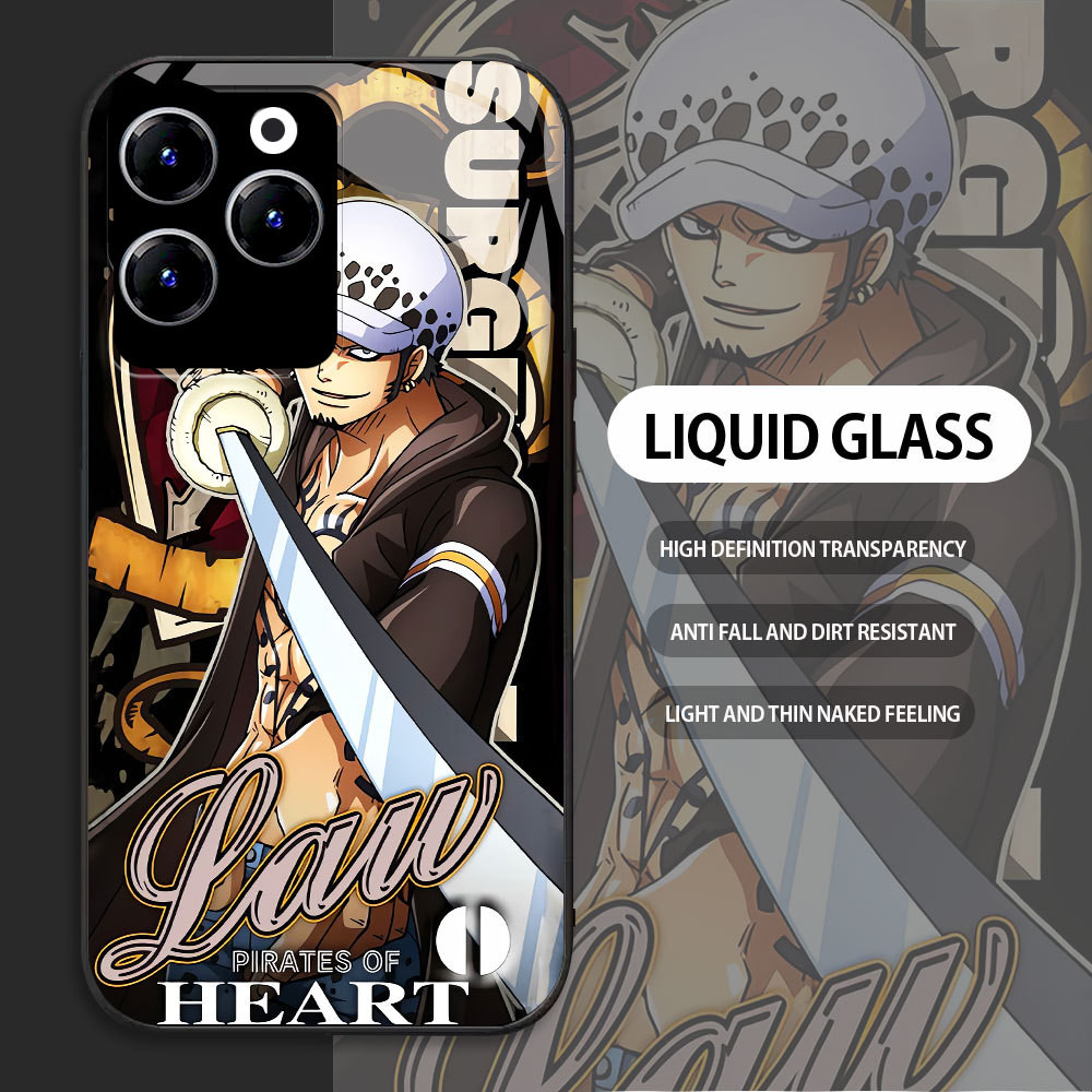 For Infinix Hot 9 10 11 PLAY 30i 40 X669 SPARK 20 Pro Casing Handphone  ONE PIECE‌ Doflamingo Glass 