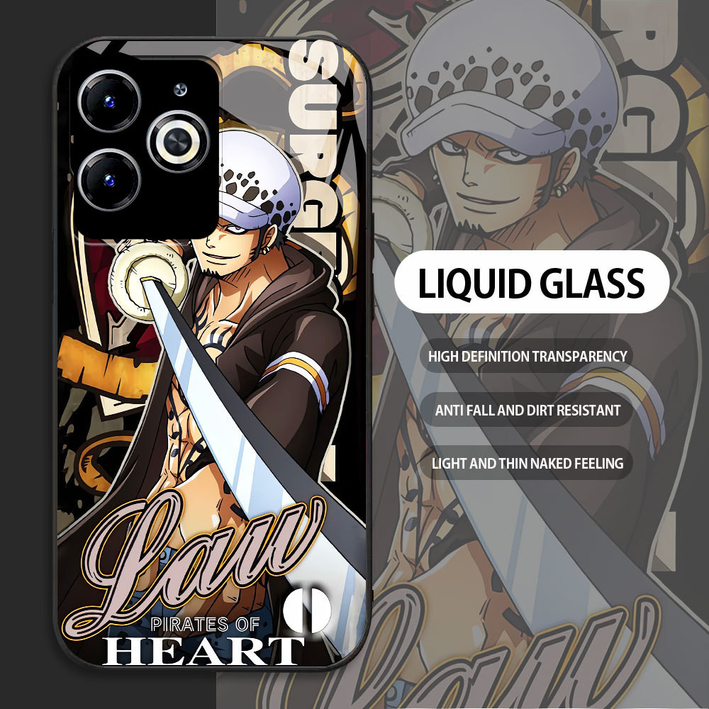 For INFINIX Smart 5 2020 6 7 8 Casing Handphone  ONE PIECE‌ Doflamingo Glass kesing Phone Case edge 