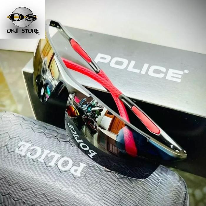 NEW Kacamata Hitam pria police 1910 lensa polarized Sporty Full Set - Fire, fullset
