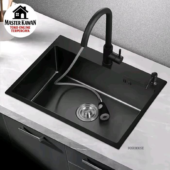 Paket Kitchen Sink INOBE 6045 BLACK /Sink INOBE 6045 HITAM