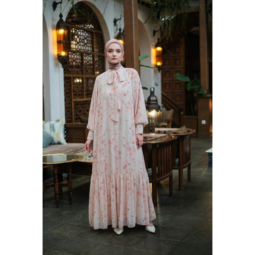 ORIGINAL Khareem Dress - Adeola Scarf - Peach READY STOCK