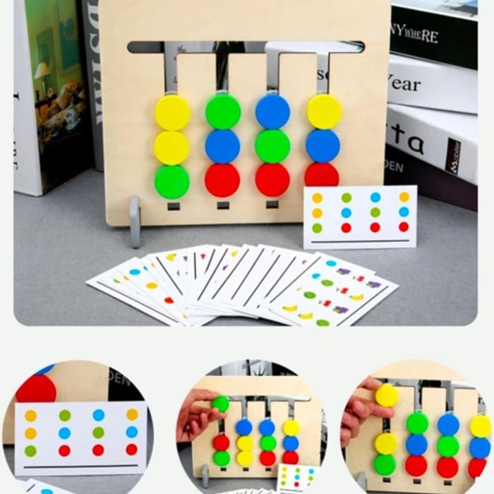 

[capt] Mainan Edukasi Anak Permainan Logika Geser Tombol Puzzle Kayu Domino 4 Kolom - Logic Of