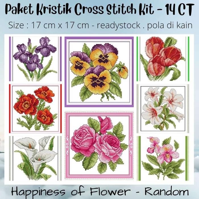 

Paket Kristik Sulam DIY Cross Stitch Jahit - Happy Flower