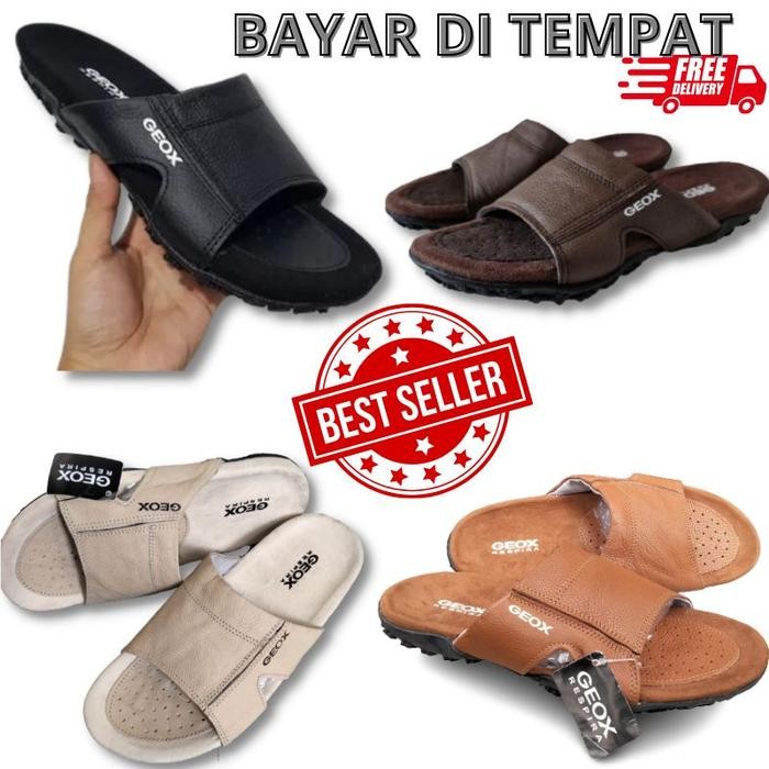 GENT.RIX- Sendal Pria Sendal Kulit Sendal Casual Geox Original -Sandal Slop Pria