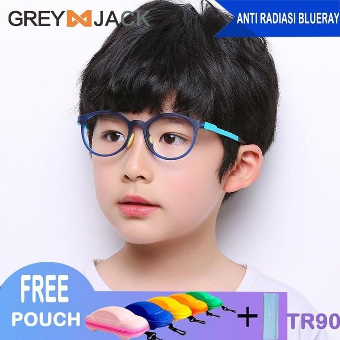 ASLI Grey Jack/Kacamata ANAK anti radiasi blueray komputer***// TV TR90 ANAK KACAMATA OVAL / 2103