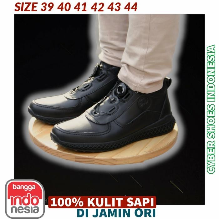 SEPATU BOOTS PRIA SNEAKERS TALI PUTAR BOA KULIT ORIGINAL NERO BROWN