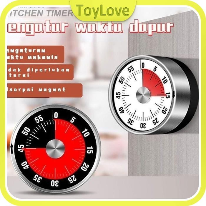 Timer Dapur Magnet Digital Manual Putar Mechanical Timer Timer Alarm Masak Timer Baking Pengelola