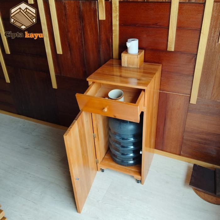 Lemari Dispenser Galon Bawah - pake roda..minimalis (35x35x75 CM) Besi Kayu