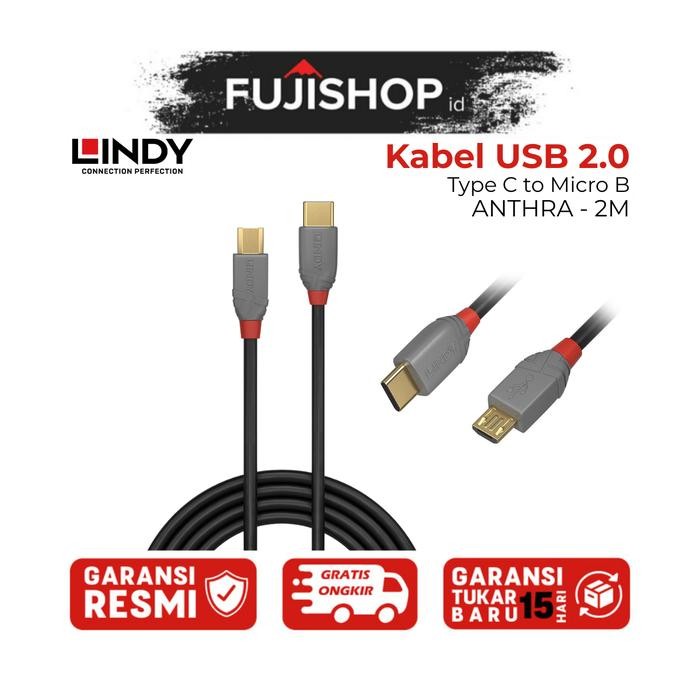 LINDY 36891 1M Kabel USB 2.0 Type C to Micro B Cable Anthra