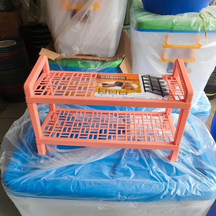 Rak sepatu Plastik Hitam susun 2