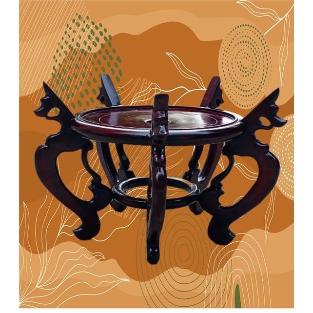 kaki guci kayu tatakan pot Keramik motif naga