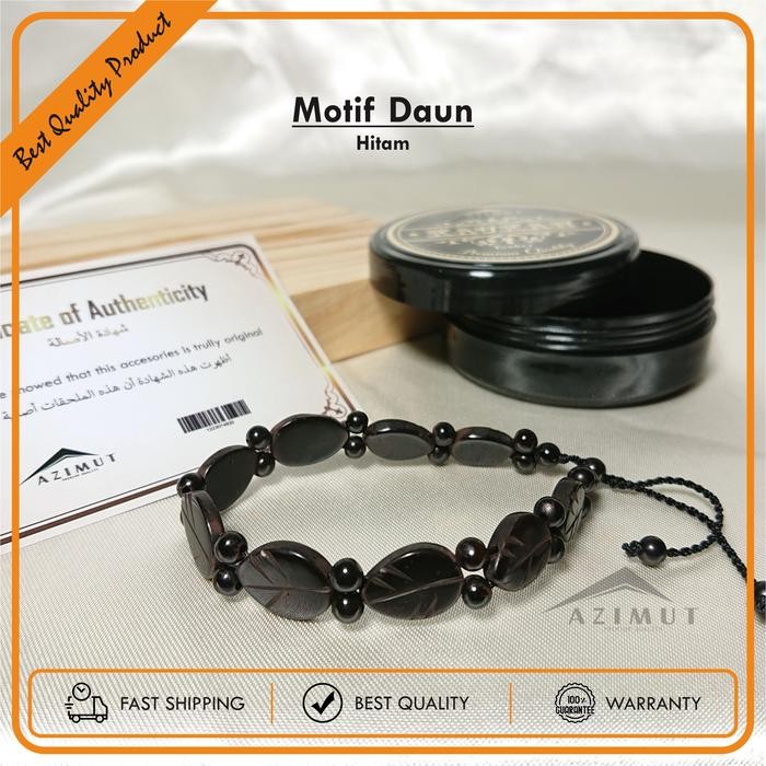Gelang kaukah Asli Bersertifikat / Gelang Kokka Motif Daun / Gelang kokka azimut Hadiah Hitam