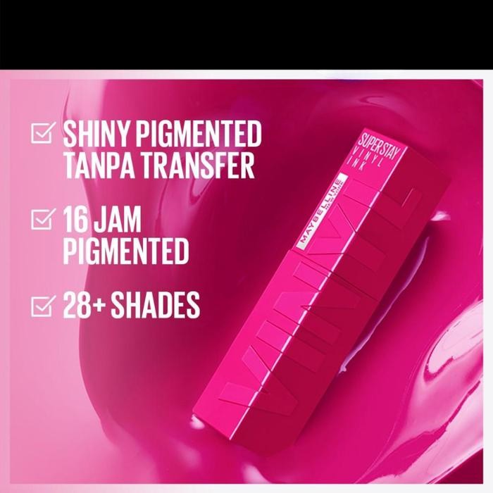 Pilihan- Maybelline Superstay Vinyl Ink Lipstik Glossy Tahan Lama 16 Jam Tanpa Transfer Dengan