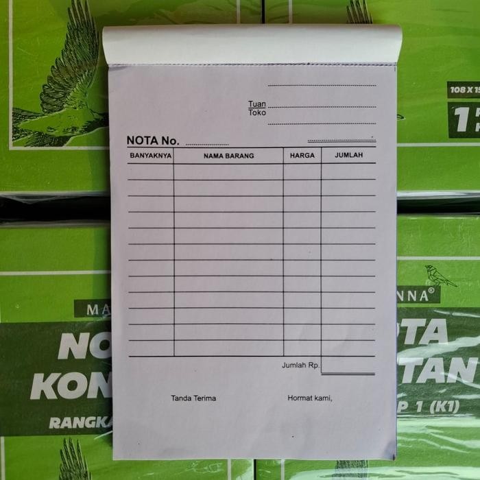 

BUKU NOTA KONTAN KECIL 1 PLY HVS / NOTA KONTAN 1 RANGKAP