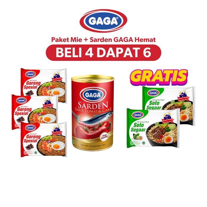 

Pilihan- [Beli 4 Dapat 6] Paket Mie + Sarden Gaga Hemat, Sarden Gaga Saus Tomat & Cabe, Mie