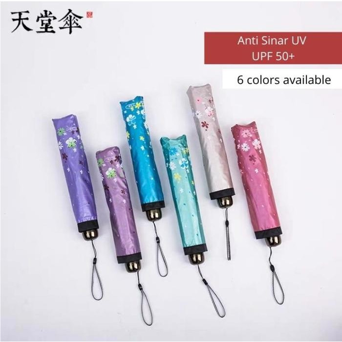 ready payung lipat anti uv paradise motif bunga - payung cantik korea jepang import