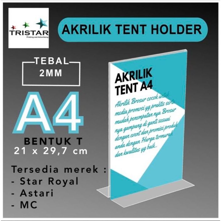 

jjm - Acrylic / akrilik tent holder standing A4 / tempat brosur A4 polos