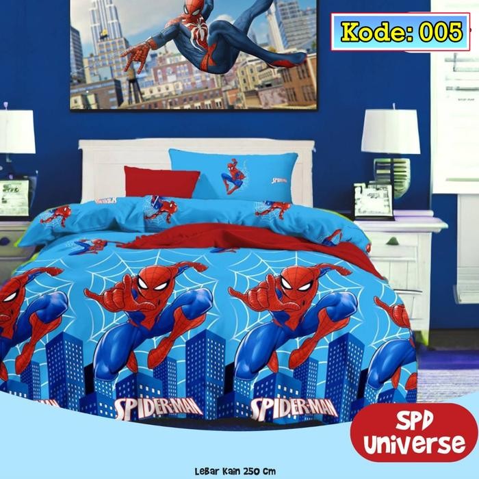 Kain Bahan Sprei Meteran Katun CVC Motif Karakter Spiderman dan Batman