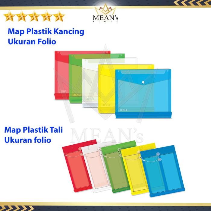 

Pilihan- Map Plastik Kancing & Tali Jenia Ukuran Folio / Plastik Bening