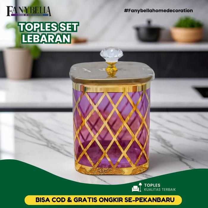 Toples Set Lebaran Aestethetic kedap udara Toples snack Mewah Toples Snack Set Akrilik Gold Ruang