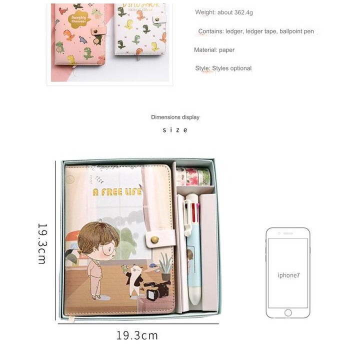

3 In 1 Gift Set Notebook / Set Alat Tulis Notebook Pulpen Mekanik & Washi Tape At0162
