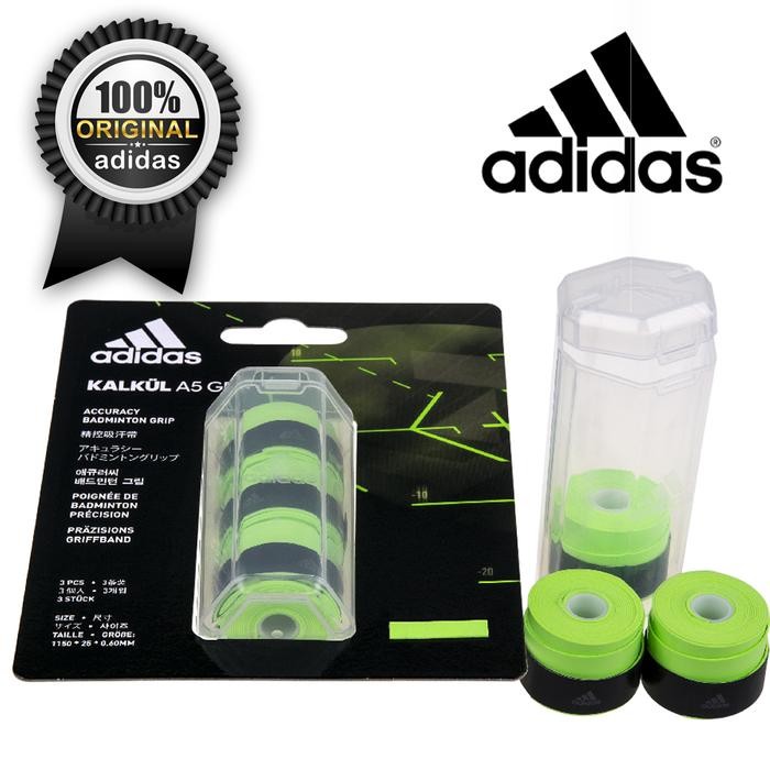 Pilihan- Grip Raket Badminton / Tenis Adidas Kalkul Solar Green Isi 3 Bh