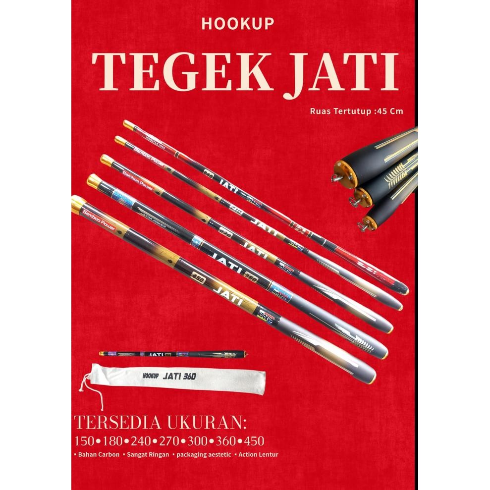 Joran Tegek Hookup Jati 150/360 CM - Ruas Pendek