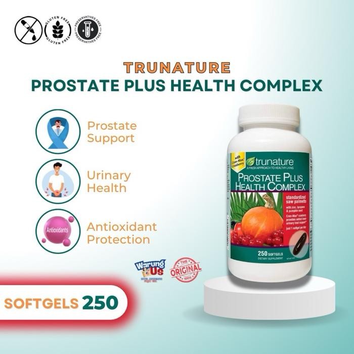 Trunature Prostate Plus Health Complex 250 Softgels Vitamin Prostat Import USA 320mg Gelatin untuk