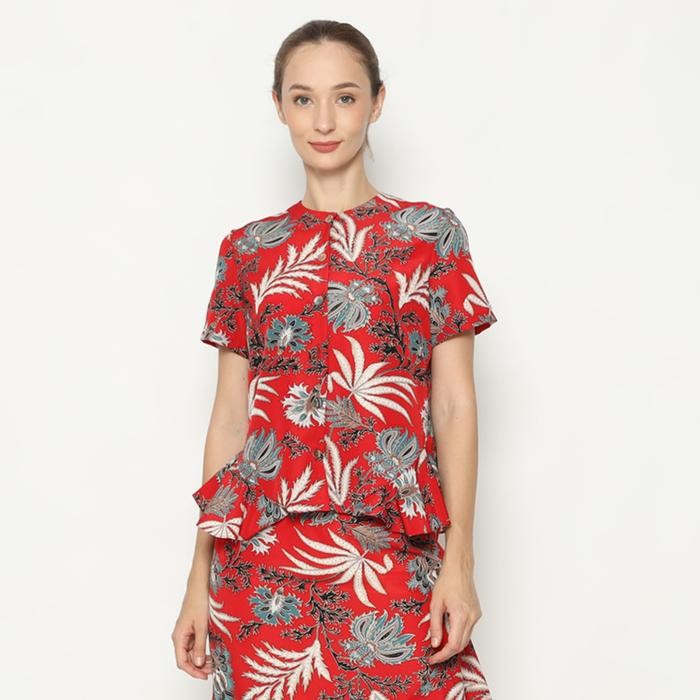 Lyne Halim Blouse Batik Suplir, Merah 8321 ( Blouse Only )
