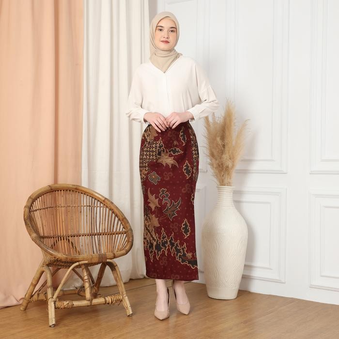 Enzy Batik Rok Batik Anargya - Maroon
