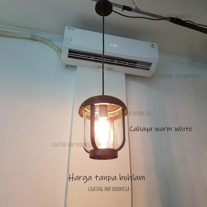 Lampu gantung hitam E27 minimalis outdoor waterproof lampu teras